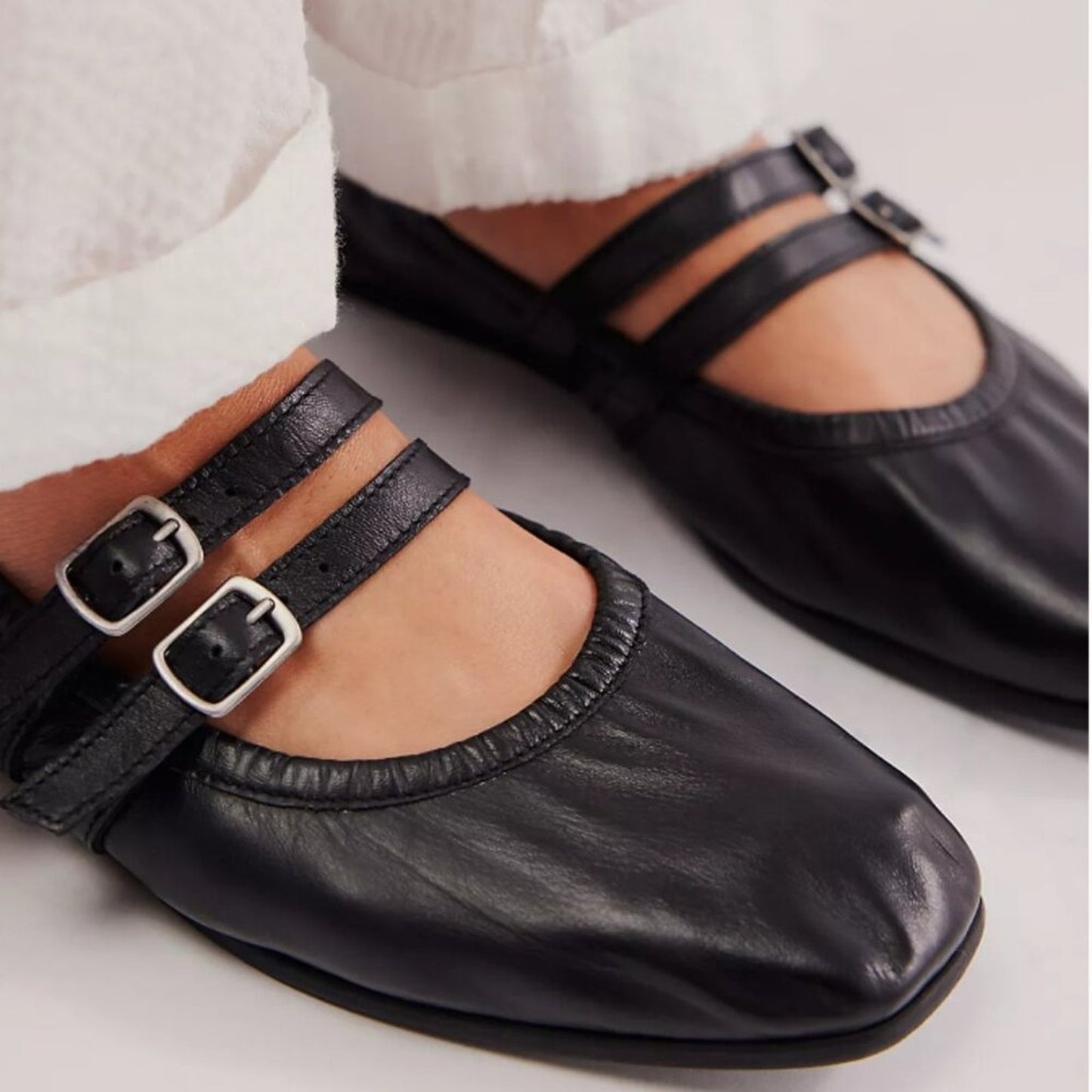 NWOT Free People Gemini Ballet Flats in Black