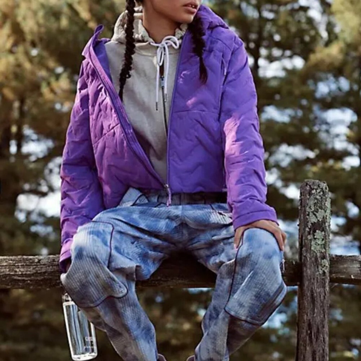 Free People Gettin Lost Packable Puffer in Red Violet