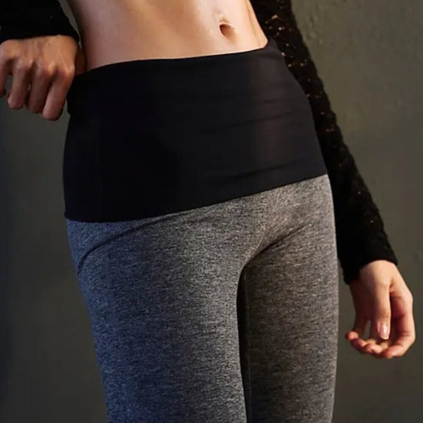 Free People Never Better Heather Blocked Foldover Pants in Black