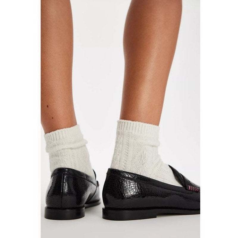 NWOT Free People Blanket Stitch Loafers in Black