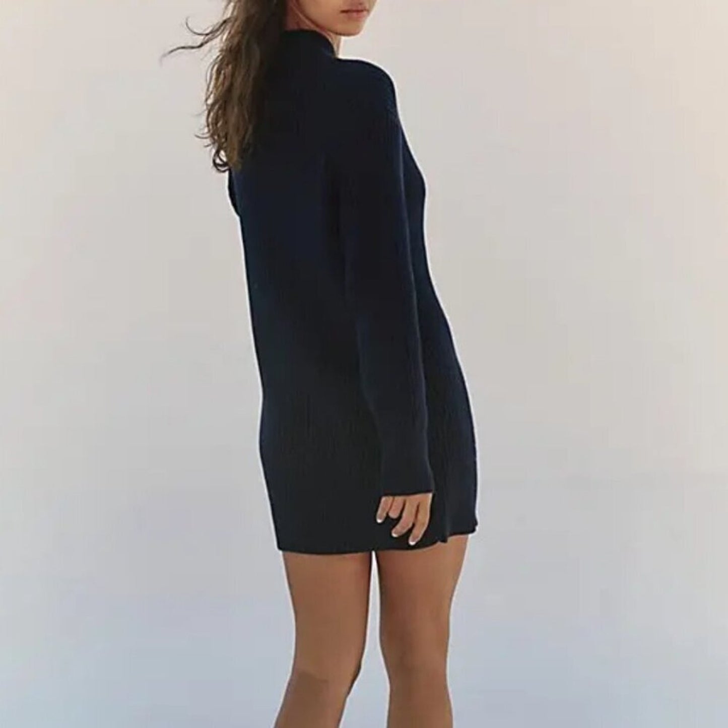 Free People Alba Sweater Tunic in Navy Blazer