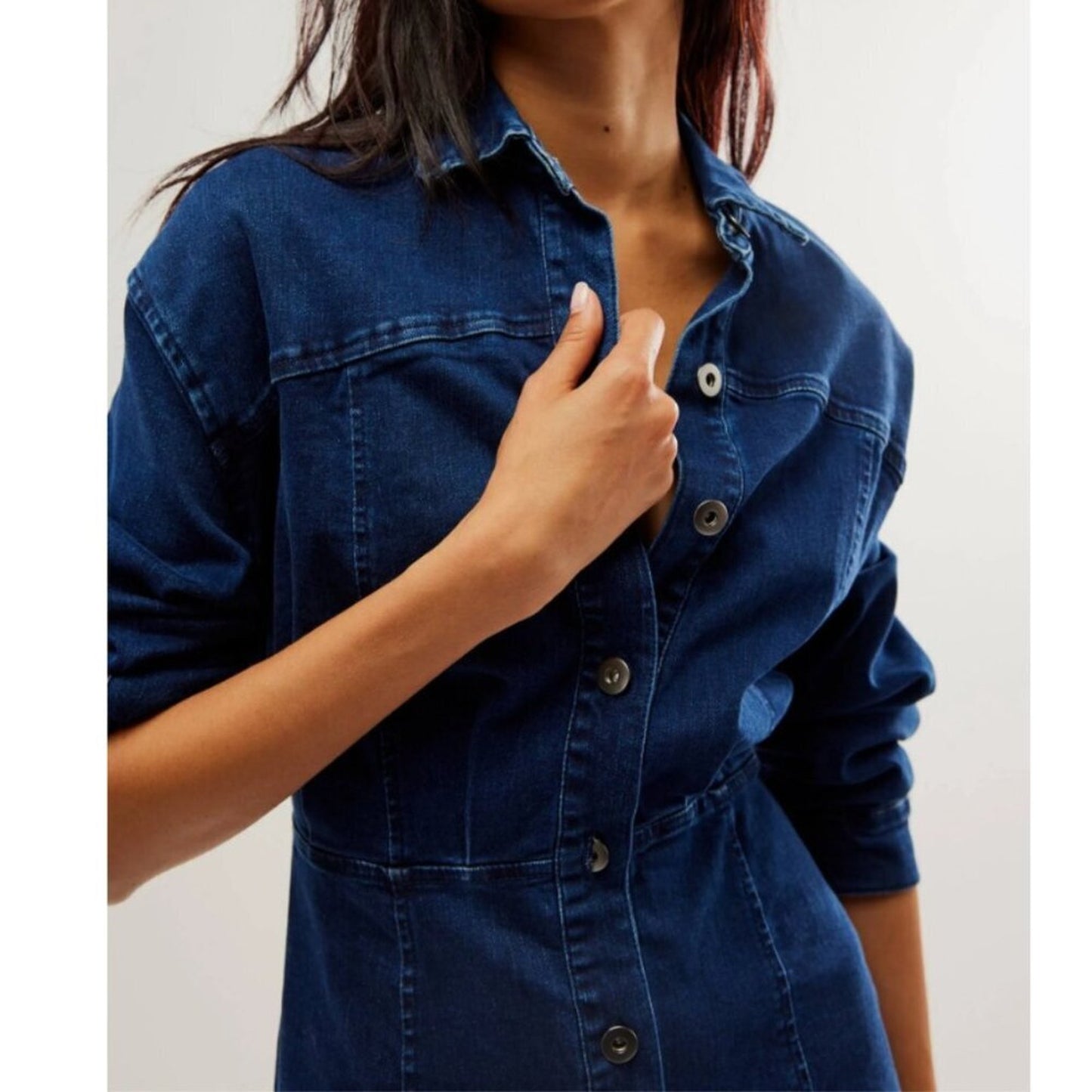 Free People Amber Denim Dress in Dark Indigo