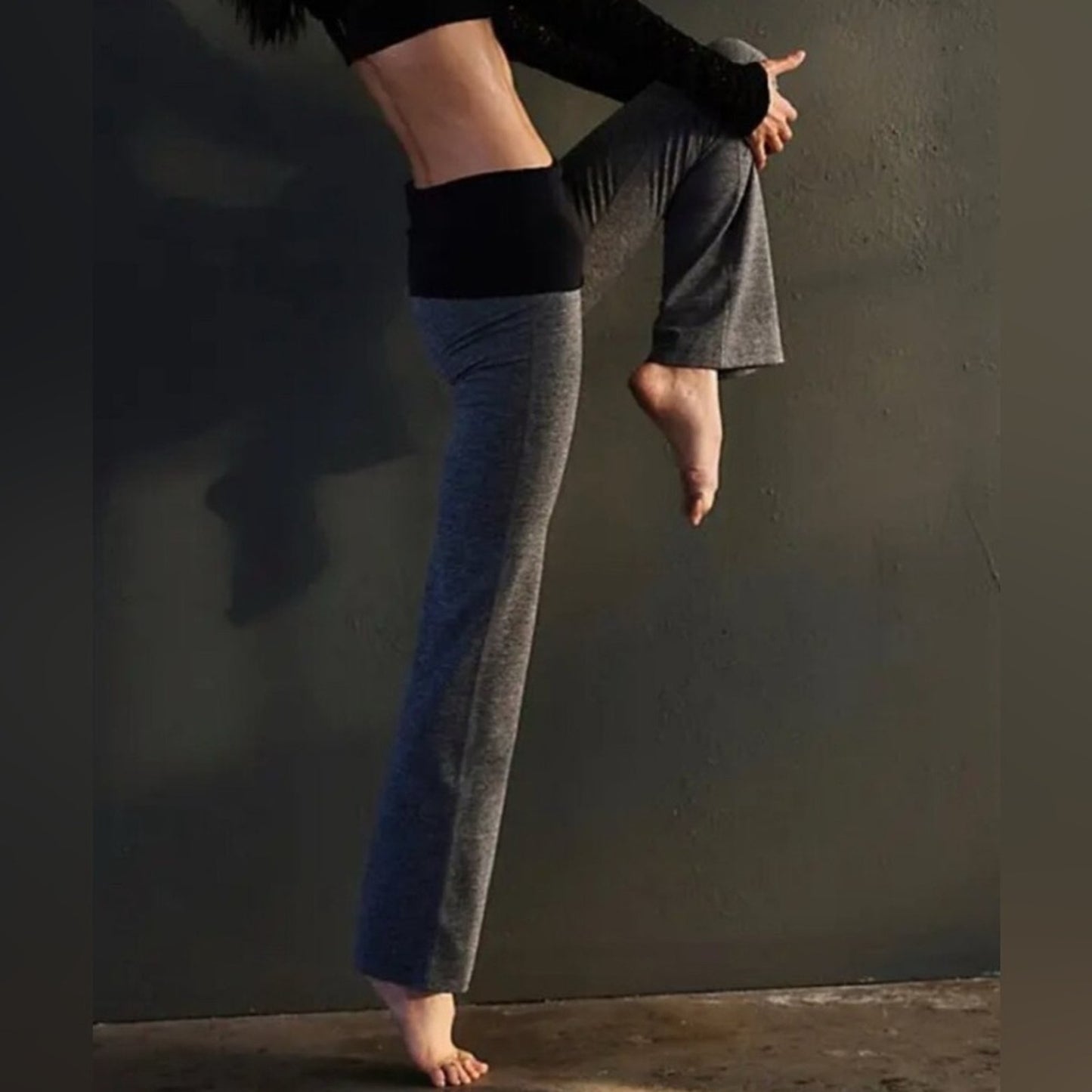 Free People Never Better Heather Blocked Foldover Pants in Black