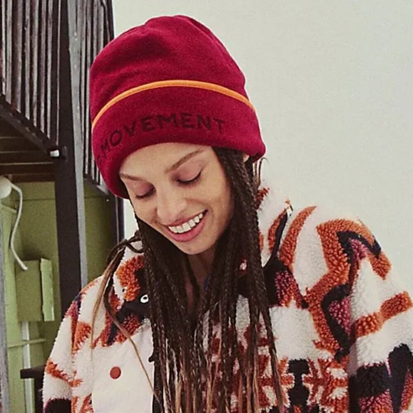 Free People Flat Out Cuffed Beanie in Maroon