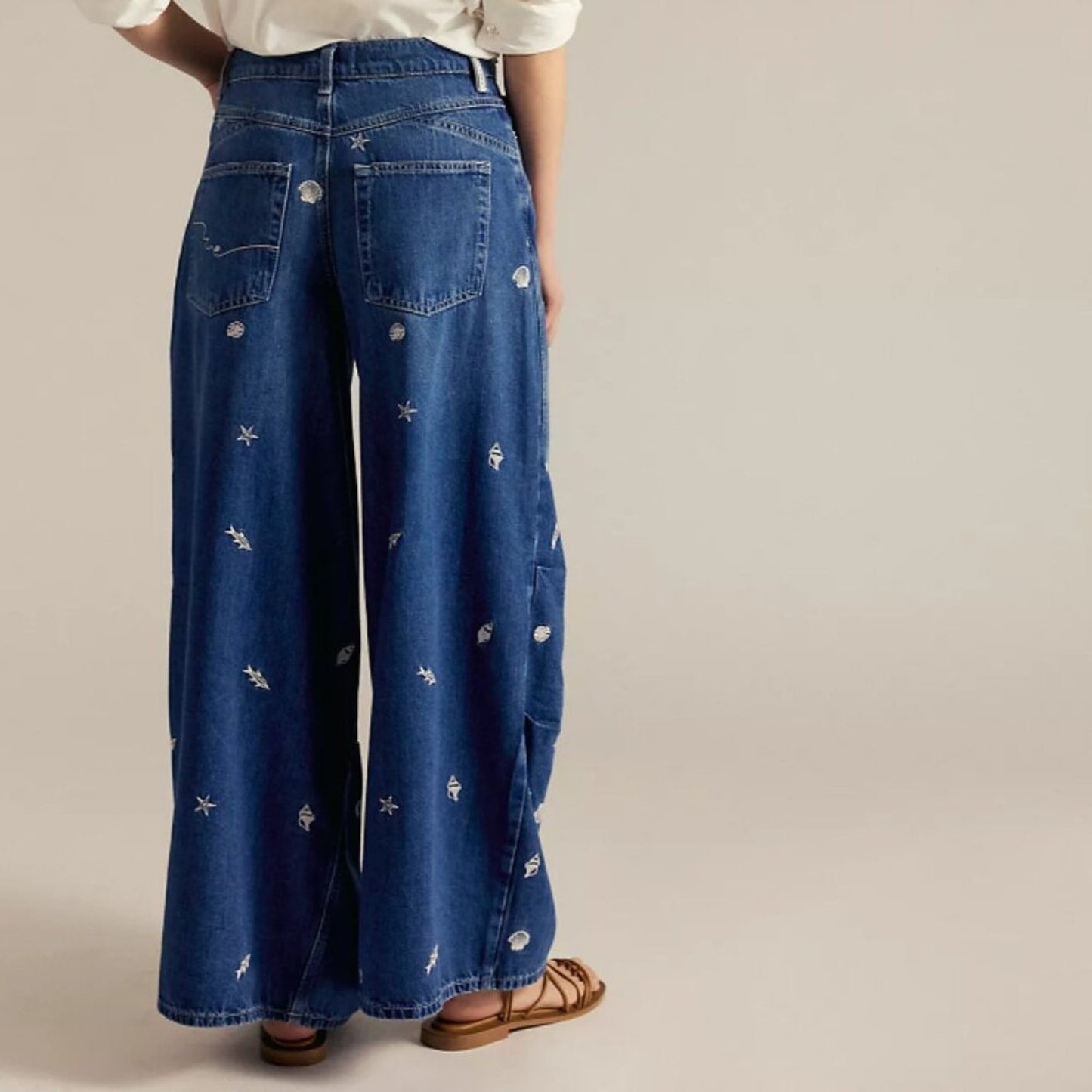 Free People Westward Embroidered Jeans in Under The Sea