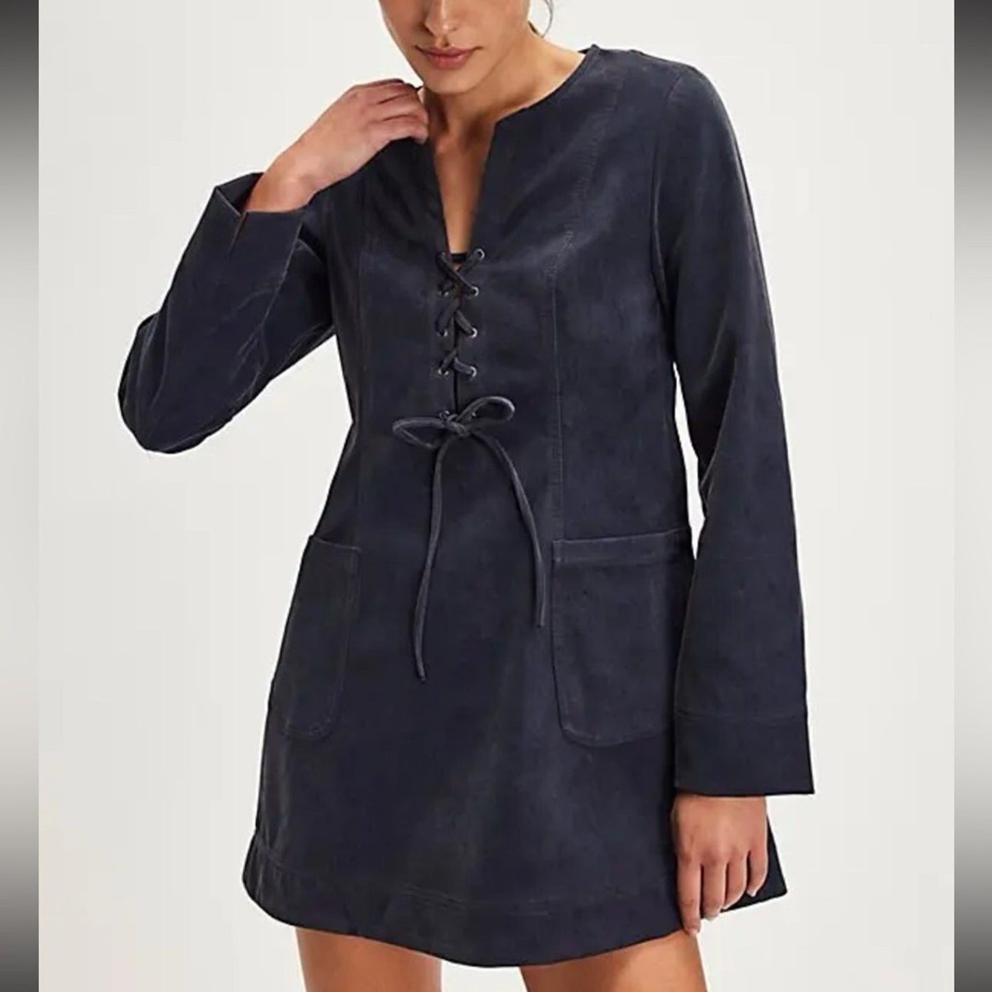Free People Bradley Faux Suede Mini Dress in Deeper Iris