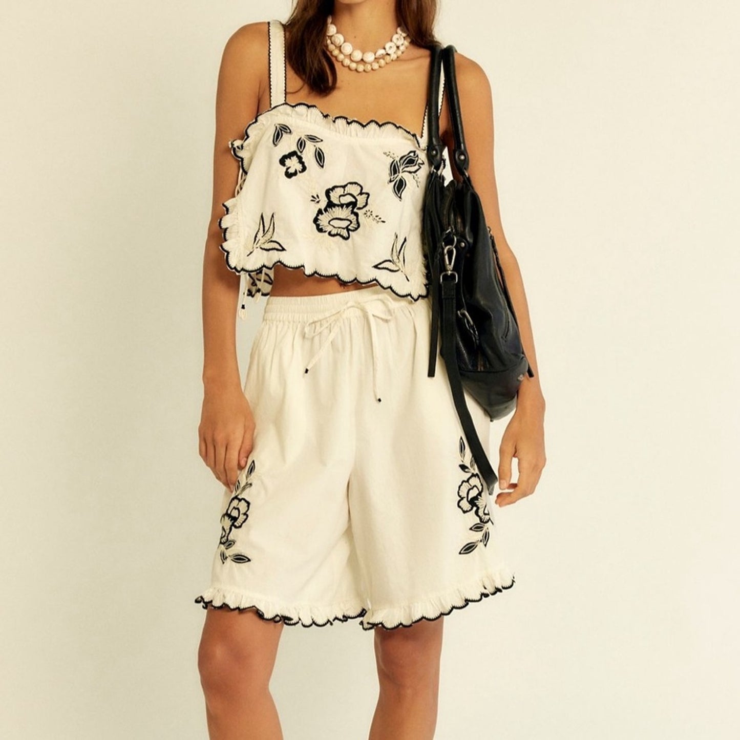 Free People Marin Short Set in Ivory